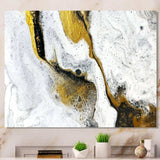 Gold and Black on White Acrylic Marble - Modern Living Room Wall Decor