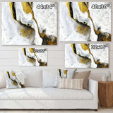 Gold and Black on White Acrylic Marble - Modern Living Room Wall Decor