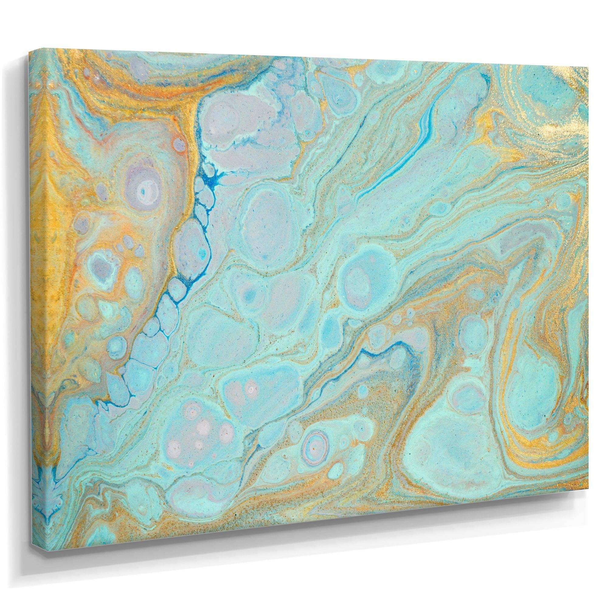 Blue and Gold Marble Agate Ripples II - Wall Art Prints