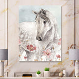 watercolors Pink Wild Horses II - Traditional Living Room Wall Decor