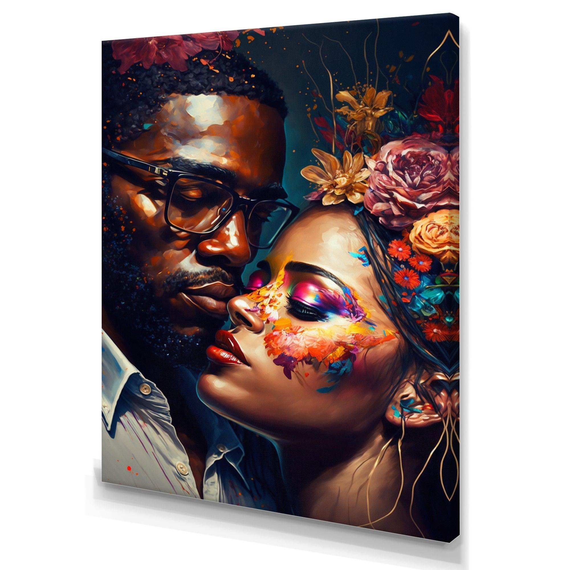 Loving Couple Kissing Floral Design III