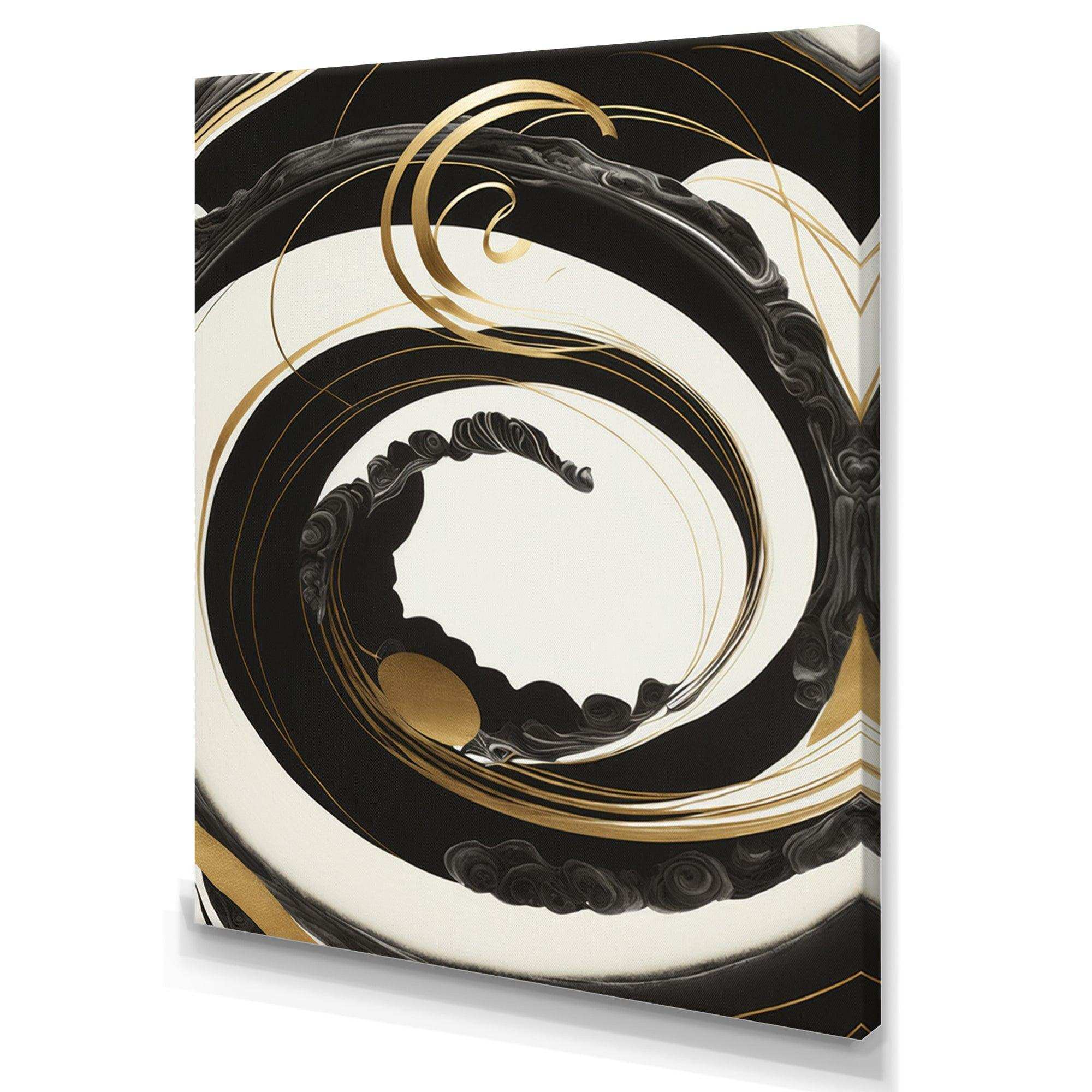 Black, Silver And Gold Blending Swirls VI - Modern Bedroom Wall Art