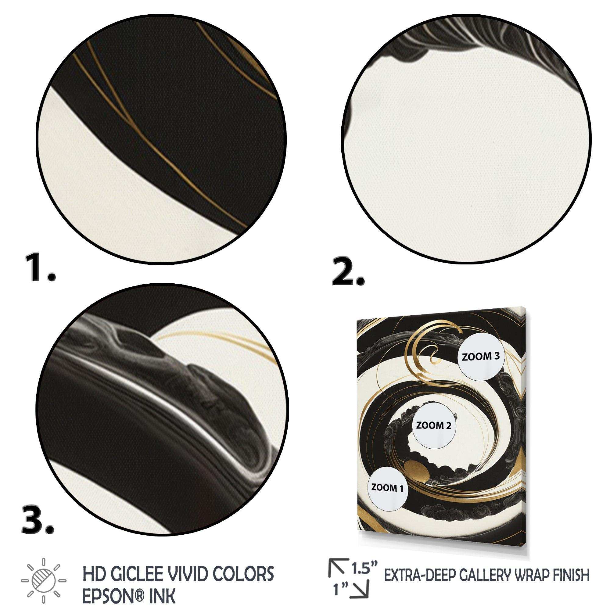 Black, Silver And Gold Blending Swirls VI - Modern Bedroom Wall Art