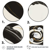 Black, Silver And Gold Blending Swirls VI - Modern Bedroom Wall Art