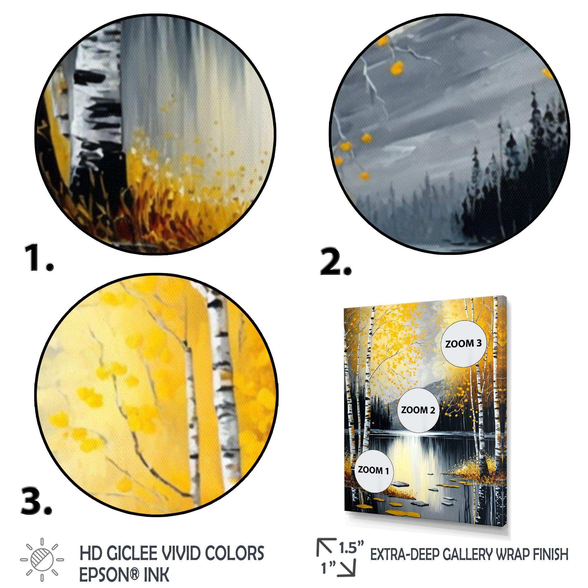 Monochrome Golden Birch Trees By The Lake I