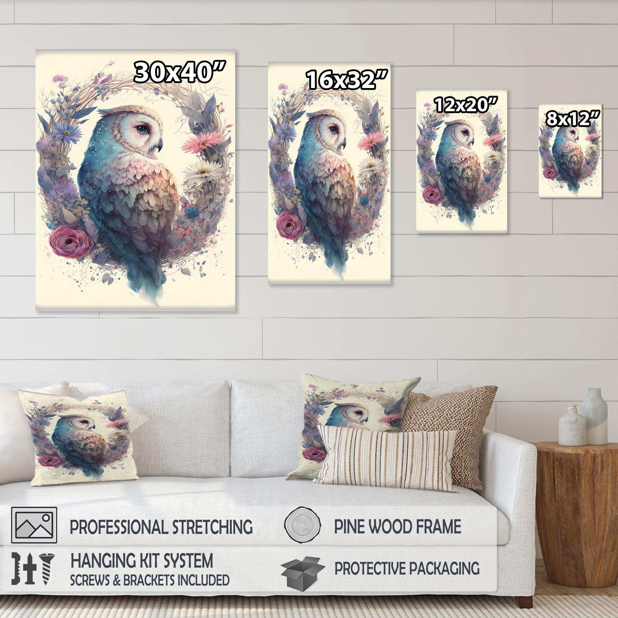 Cute Owls Floral Art III