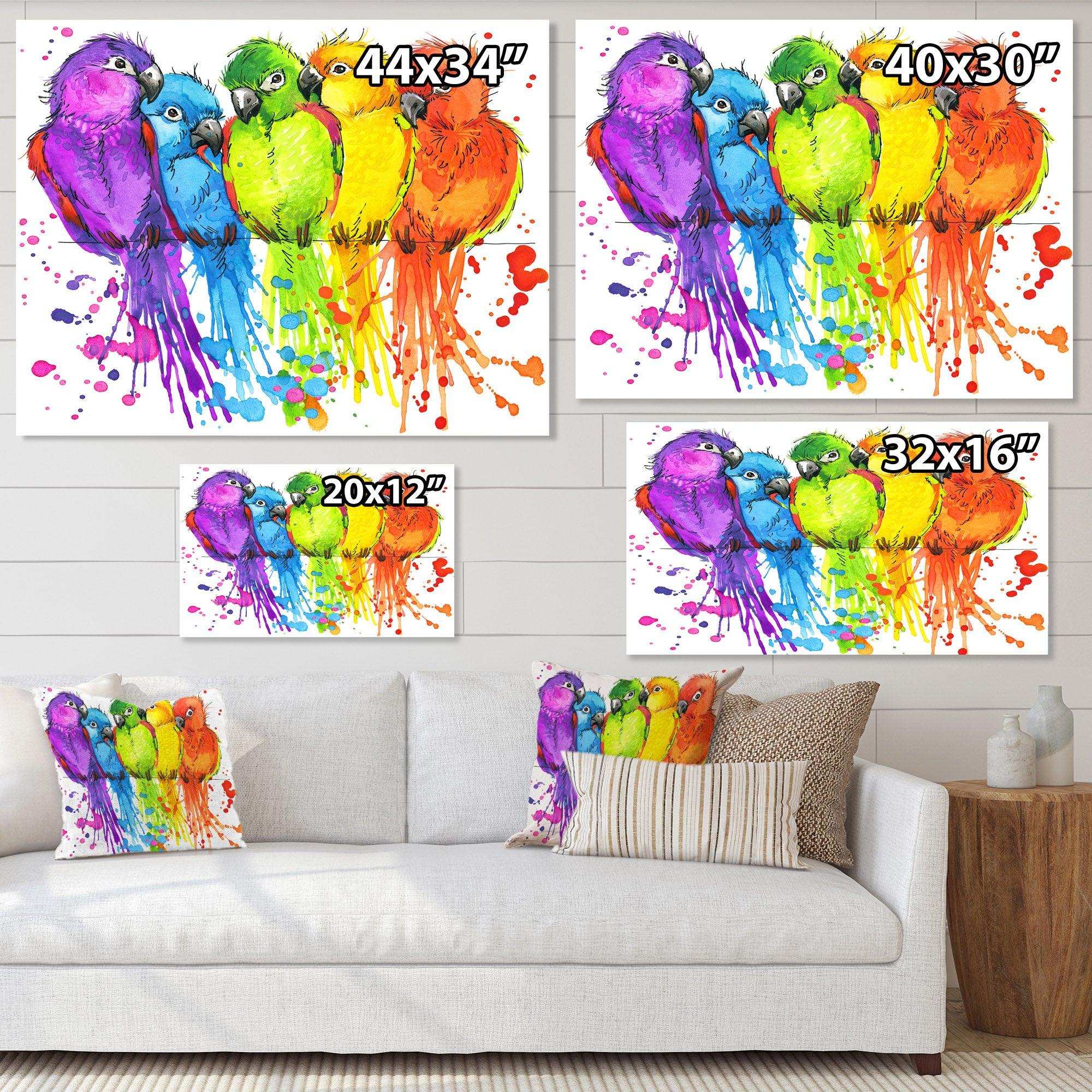 Colorful Parrots - Traditional Living Room Wall Decor