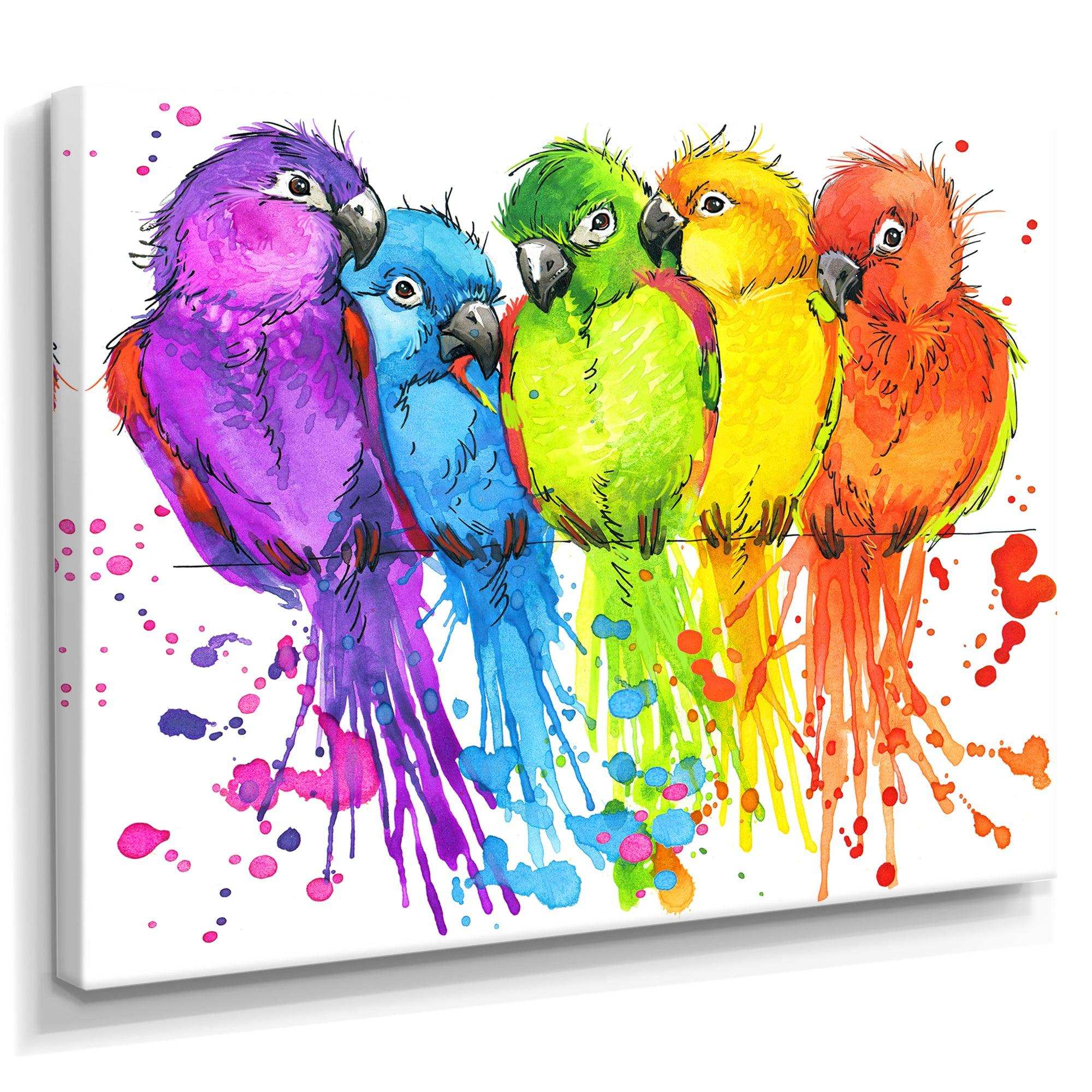 Colorful Parrots - Traditional Living Room Wall Decor