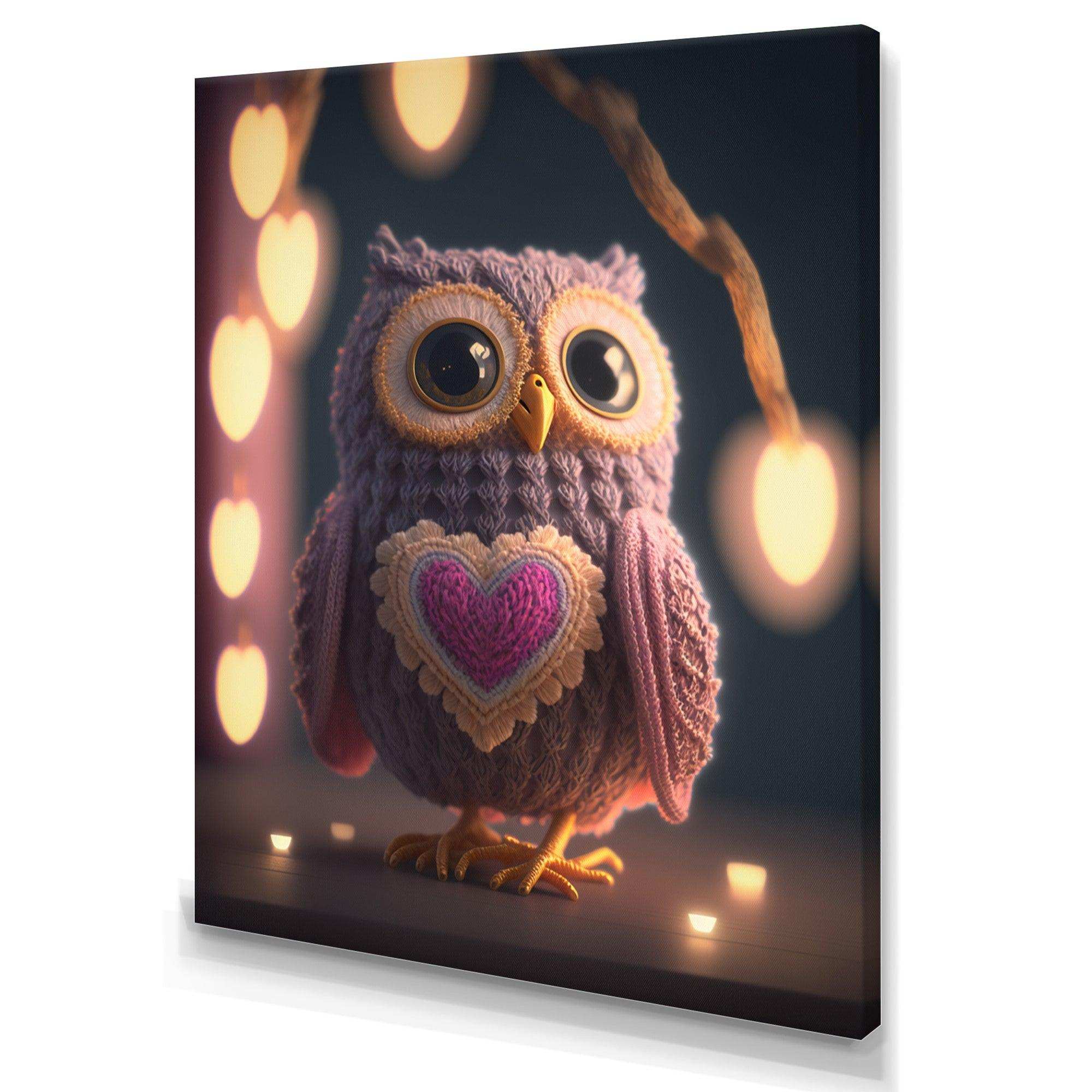 Cute Knitted Valentine Heart Owl I