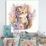 Little Kitten Surrounded By Colorful Flowers II