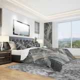 Abstract Glacial Black and White Painting - Geometric Duvet Cover Set