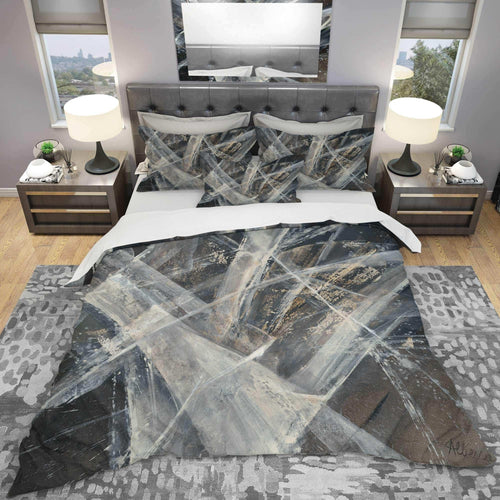 Abstract Glacial Black and White - Abstract Duvet Cover Set