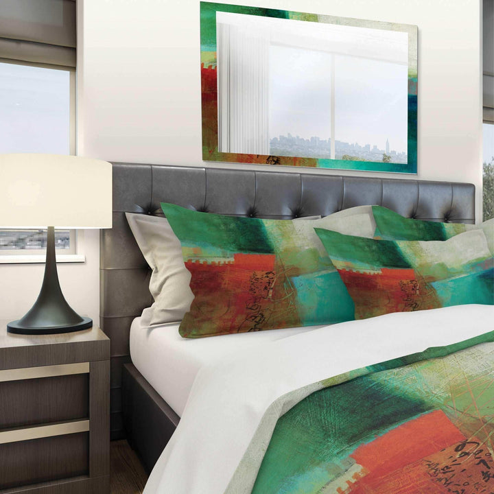 Abstract Impression Of Watercolor Blue And Red - Geometric Duvet Cover Set