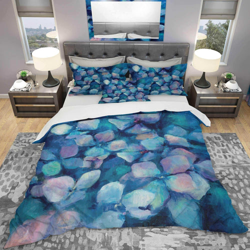 Abstract Blue Flower Petals - Floral Duvet Cover Set