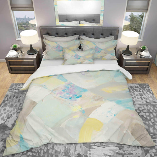 Abstract Compositions of Pastel Blue and Green - Abstract Duvet Cover Set