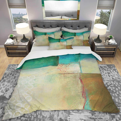 Abstract Impression of Watercolour Blue and Yellow - Abstract Duvet Cover Set