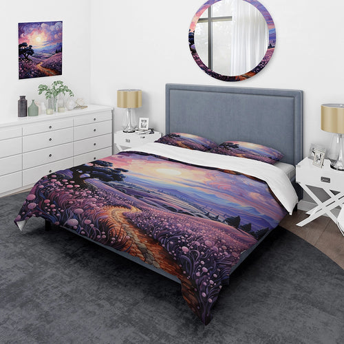 Vangogh Lavender Fields Pointillism I - Duvet Cover Set