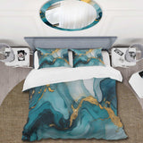 Turquoise Gold Infused Marble II - Duvet Cover Set