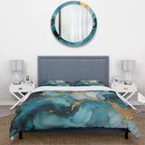 Turquoise Gold Infused Marble II - Duvet Cover Set