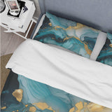 Turquoise Gold Infused Marble II - Duvet Cover Set