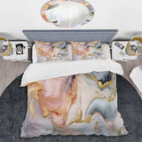 Pink and Gold Tender Liquid Ink Art I - Duvet Cover Set