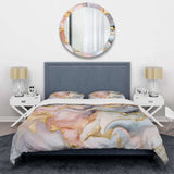 Pink and Gold Tender Liquid Ink Art I - Duvet Cover Set