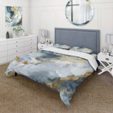 Grey and Gold Tender Liquid Ink Art II - Duvet Cover Set