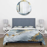 Grey and Gold Tender Liquid Ink Art II - Duvet Cover Set