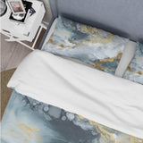 Grey and Gold Tender Liquid Ink Art II - Duvet Cover Set