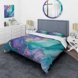 Turquoise and Purple Liquid Art II - Duvet Cover Set