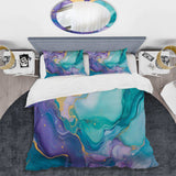 Turquoise and Purple Liquid Art II - Duvet Cover Set