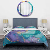 Turquoise and Purple Liquid Art II - Duvet Cover Set