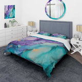 Turquoise and Purple Liquid Art III - Duvet Cover Set