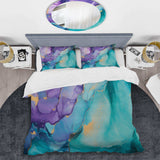 Turquoise and Purple Liquid Art III - Duvet Cover Set