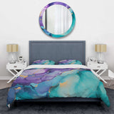 Turquoise and Purple Liquid Art III - Duvet Cover Set