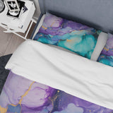 Turquoise and Purple Liquid Art III - Duvet Cover Set