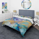 Turquoise and Purple Liquid Art IV - Duvet Cover Set