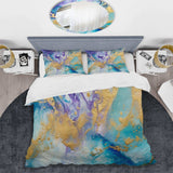 Turquoise and Purple Liquid Art IV - Duvet Cover Set