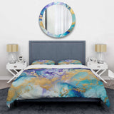 Turquoise and Purple Liquid Art IV - Duvet Cover Set