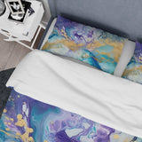 Turquoise and Purple Liquid Art IV - Duvet Cover Set