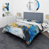 Blue and Gold Luxury Abstract Fluid Art IV - Duvet Cover Set