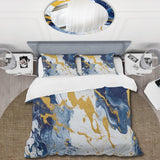 Blue and Gold Luxury Abstract Fluid Art XI - Duvet Cover Set