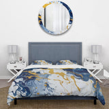 Blue and Gold Luxury Abstract Fluid Art XI - Duvet Cover Set