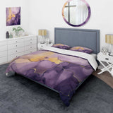 Purple and Gold Marble Ink Clouds I - Duvet Cover Set