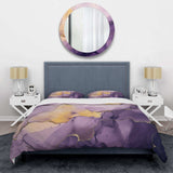 Purple and Gold Marble Ink Clouds I - Duvet Cover Set