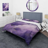 Purple and Gold Marble Ink Clouds IX - Duvet Cover Set