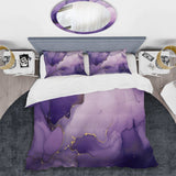 Purple and Gold Marble Ink Clouds IX - Duvet Cover Set