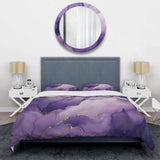 Purple and Gold Marble Ink Clouds IX - Duvet Cover Set