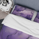 Purple and Gold Marble Ink Clouds IX - Duvet Cover Set