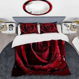 Red Rose with Raindrops I - Duvet Cover Set